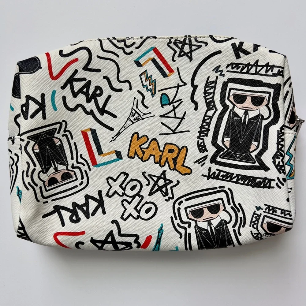 Karl Lagerfeld Black and White Graphic Pouch - Picture 2 of 4